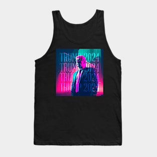 Vaporwave Retrowave Synthwave Donald Trump 2024 President Election Republican Conservative Tank Top